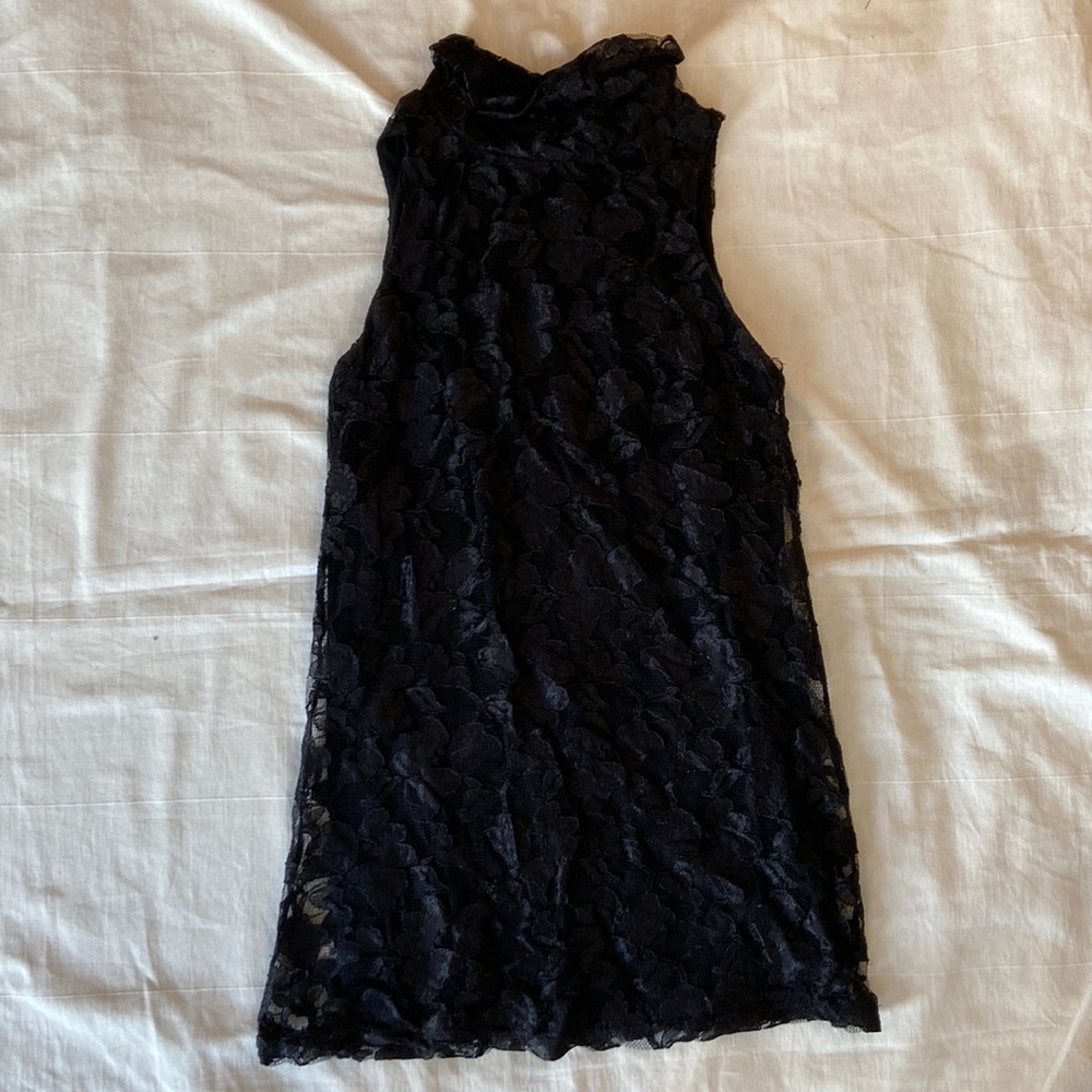 (S/P) Forever 21 Black Lacey High-neck Tank Dress